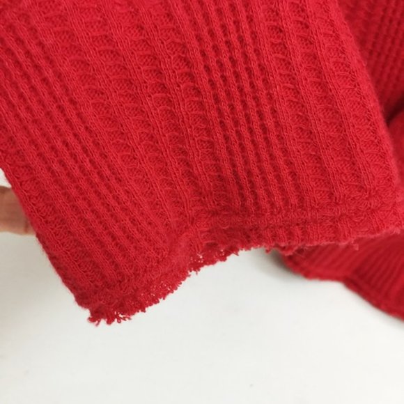 Womens Red V Neck Empire Top Long Sleeve Tie Bow M - Picture 3 of 7